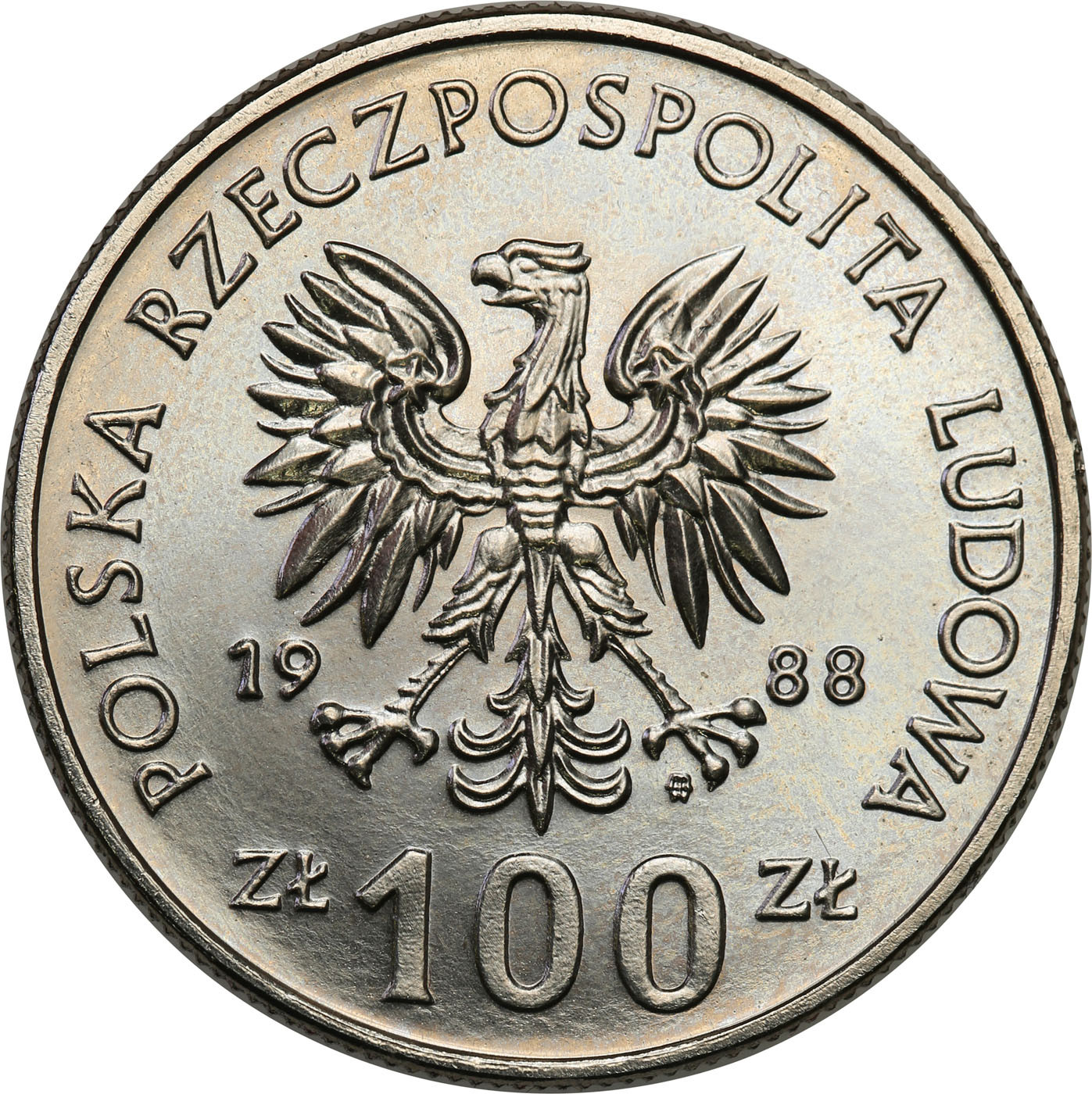 PRL. PRÓBA Nikiel 100 złotych 1988 – Powstanie Wilekopolskie